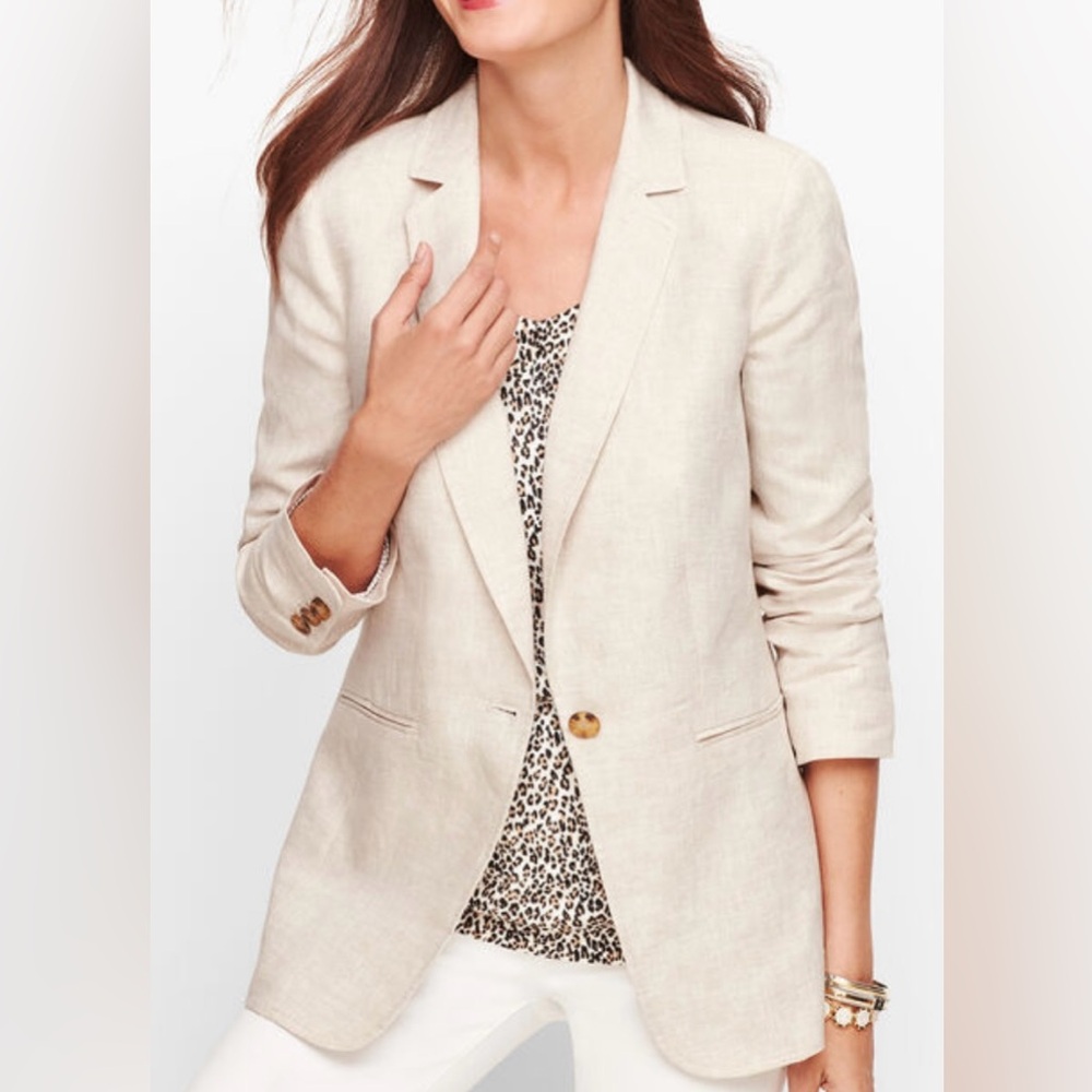 Talbots Classic Solid One Button Lined Cotton Bla… - image 1